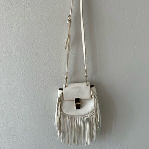 White Fringe Western Crossbody Bag